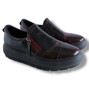 Geox Respira Leather Shoes Glossy Finish Burgundy Size 6